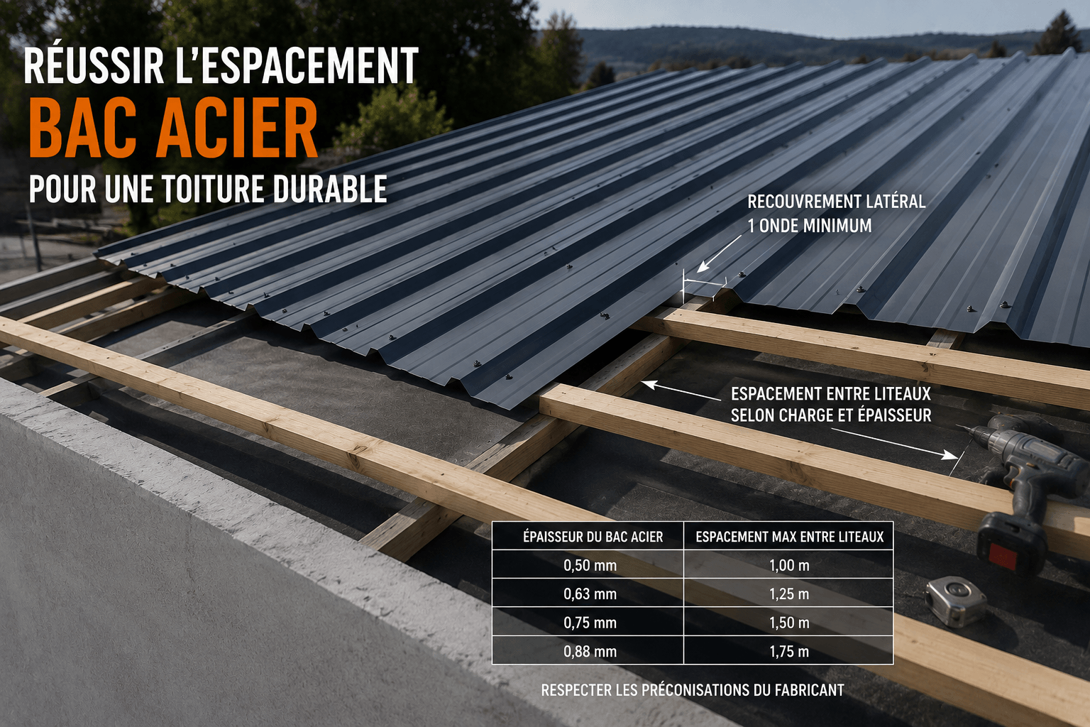 Réussir l'espacement bac acier pour une toiture durable